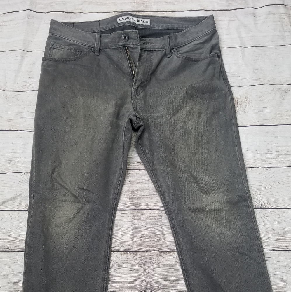 Express Gray Kingston Classic Fit Boot Cut Jeans - Men’s